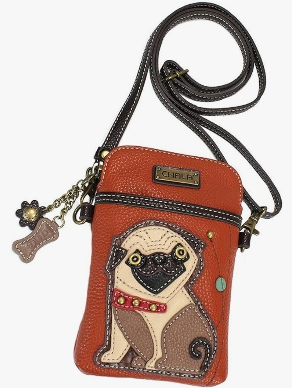 NWT! Chala Pug Cellphone Crossbody Handbag, Covertable Strap!